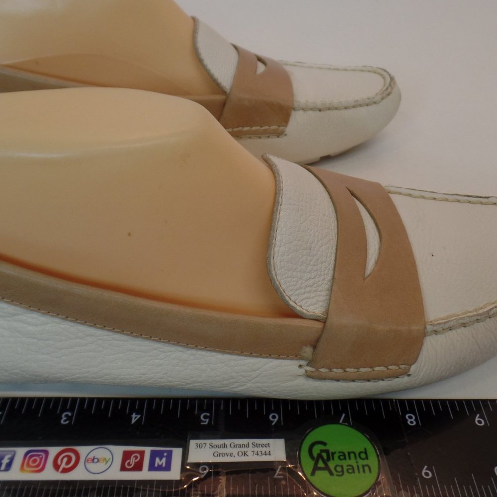 Cole Haan Air White & Tan Leather Slip on Driving Loafers Shoes Sz 9 #D39386 - Picture 7 of 16